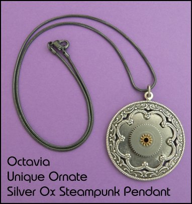 Octavia - unique silver Steampunk Pendant Necklace