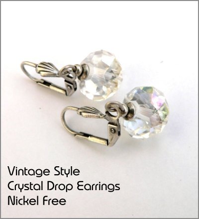 Vintage Style Crystal Drop Earrings - nickel free