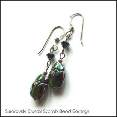 Swarovski Scarab Beetle bead earrings