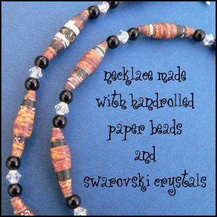 CLICK HERE TO BUY ME ON ETSY - Leopard - Speckled Brown Tan Paper Bead and Swarovski Crystal Necklace